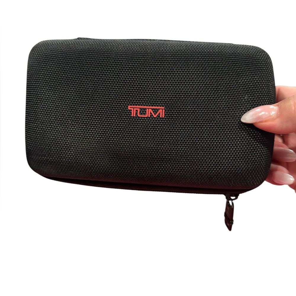 TUMI Black Hard Cover Textured Zippered Delta Travel Pouch